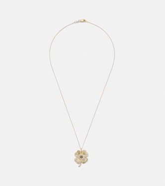 Lucky Clover 18kt gold pendant necklace with gemstones | Ileana Makri