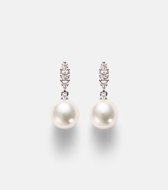18kt white gold drop earrings with Akoya pearls and diamonds | Mikimoto