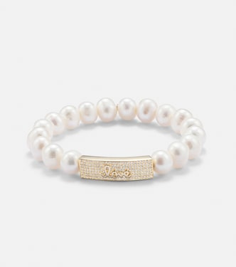 Armband aus Süßwasserperlen mit 14kt Gelbgold und Diamanten | Sydney Evan