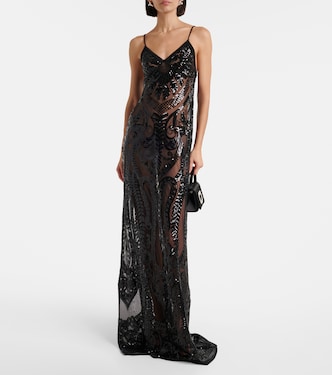 Sequined semi-sheer gown | Norma Kamali