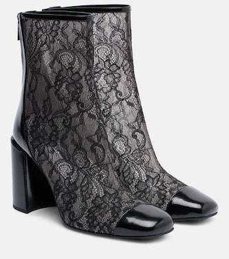 Kisu 85 leather-trimmed lace ankle boots | Jimmy Choo