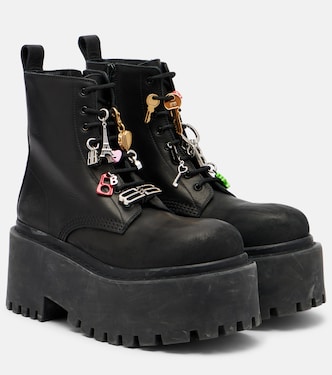 Embellished leather platform combat boots | Balenciaga
