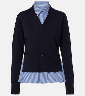 Layered striped cotton cardigan | Sacai