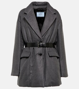 Giacca in lana e cashmere con cintura | Prada