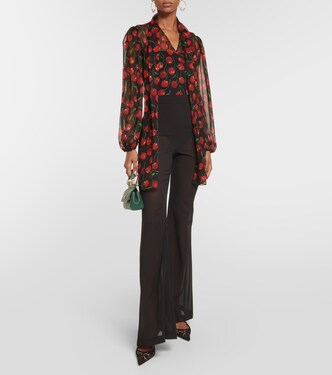 Pantaloni flared in chiffon di misto seta | Dolce&Gabbana