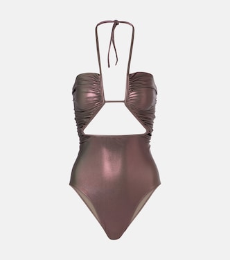 Metallic halterneck swimsuit | Rick Owens