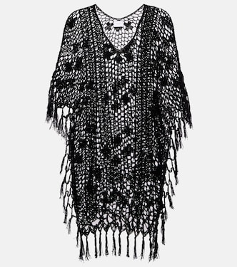 Caftano in crochet di cotone con frange | Anna Kosturova