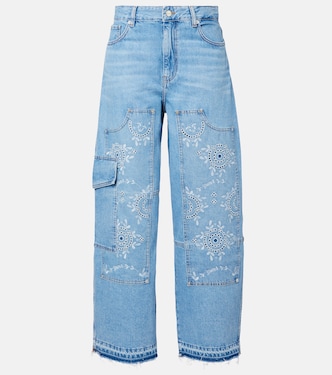 Broderie anglaise barrel-leg jeans | Ganni