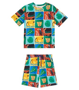 Printed cotton T-shirt and shorts set | Fábula