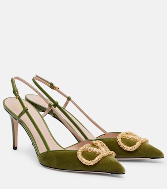VLogo 80 velvet slingback pumps | Valentino Garavani