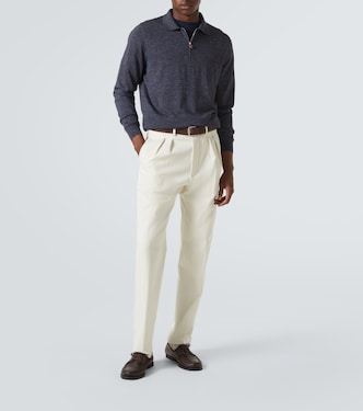 Pullover in seta, cashmere e lino con zip corta | Kiton