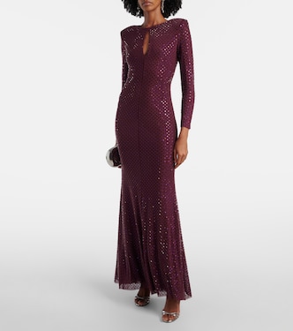 Robe aus Mesh mit Kristallen | Self-Portrait