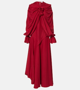 Draped floral-appliqué silk gown | McQueen