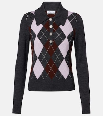 Argyle wool polo sweater | Self-Portrait