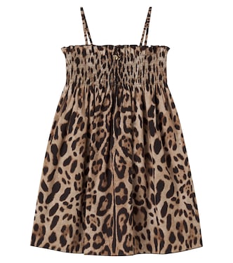 Leopard-print cotton dress | Dolce&Gabbana Kids