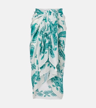 قطعة مكملة للشاطئ من القطن والحرير بطبعات البازيلي | Heidi Klein