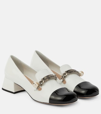Embellished leather loafer pumps | Miu Miu