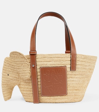 Shopper Elephant Small in rafia e pelle | Loewe