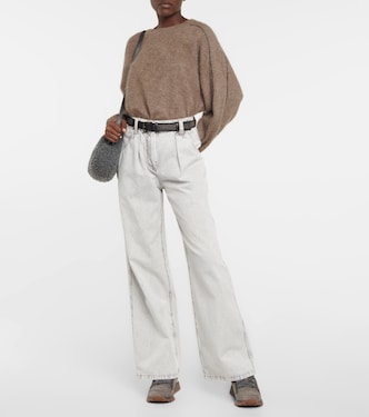 Jeans a gamba larga e vita alta | Brunello Cucinelli