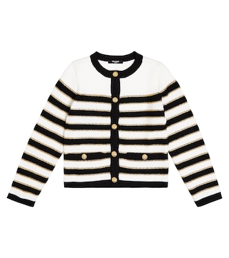 Cardigan in misto lana a righe | Balmain Kids