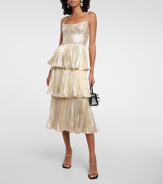 Metallic Tiered Midi Dress | Self-Portrait