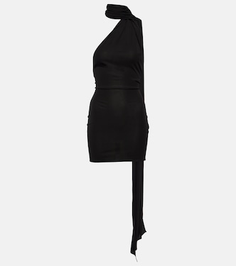 Scarf-detail open-back jersey minidress | Alex Perry