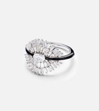 Anello per mignolo Eyelash in oro bianco 18kt con diamanti | Kamyen