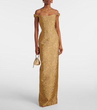 Yolanda floral off-shoulder brocade gown | Markarian