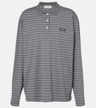 Striped cotton jersey polo shirt | Miu Miu