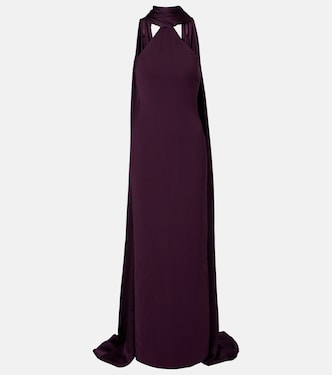 Ophelia cape-detail halterneck gown | Solace London
