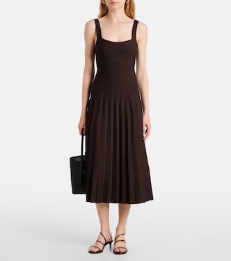 Ellison pleated knitted midi dress | Staud