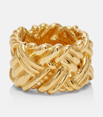 Anillo Intreccio de plata de ley bañada en oro | Bottega Veneta