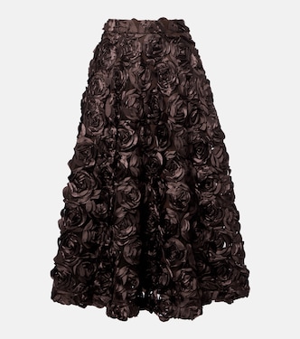Floral-appliqué mesh midi skirt | Rotate