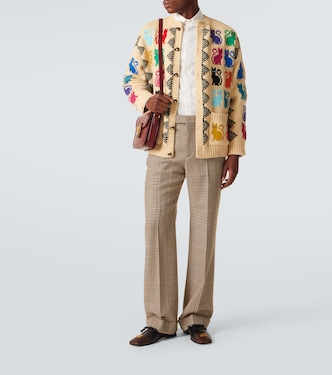 Pantalones rectos de lana virgen a cuadros Príncipe de Gales | Valentino