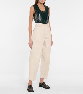 High-rise tapered cotton pants | Jil Sander