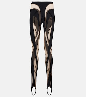 Paneled mesh and jersey leggings | Mugler
