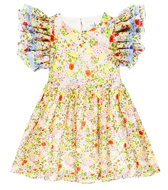 Ruffled floral cotton and silk dress | Paade Mode