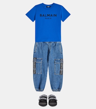 Camiseta en jersey de algodón con logo | Balmain Kids