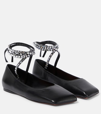 Verzierte Ballerinas Ane aus Leder | Amina Muaddi