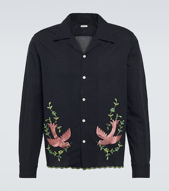 Rosefinch embroidered linen shirt | Bode