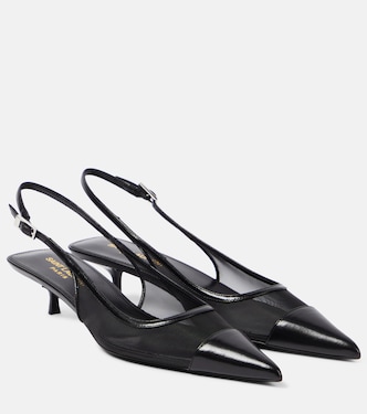 Oxalis 30 leather-trimmed slingback pumps | Saint Laurent