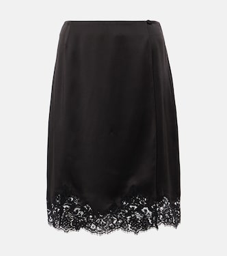 Jupe midi en satin à dentelle | Stella McCartney
