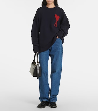 Jeans a gamba larga e vita media | Ami Paris