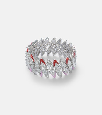 18kt white gold and enamel ring with diamonds | Kamyen