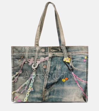 Large denim-effect printed canvas shopper | Acne Studios