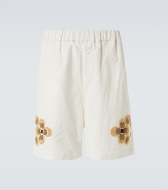 Bestickte Shorts aus Leinen und Baumwolle | Commas