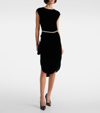 Midikleid aus Samt mit Kristallen | Velvet