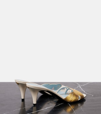 Mules Foliefoliage in pelle metallizzata | Valentino Garavani