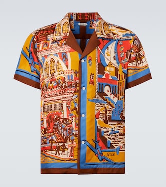 Manhattan Island printed silk bowling shirt | Bode