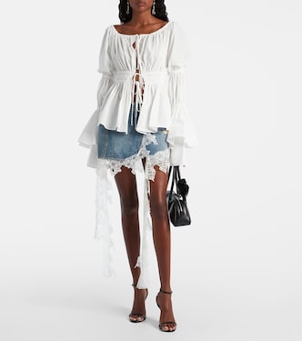 Mini-jupe en jean et dentelle | Blumarine